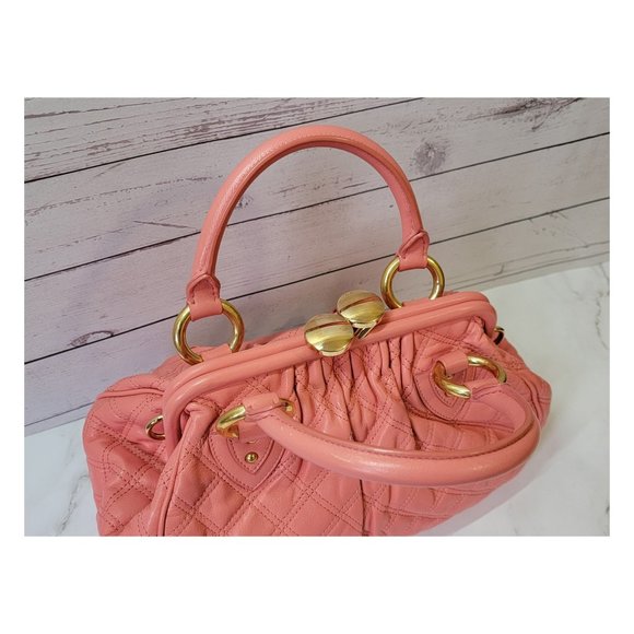 Marc Jacobs Quilted Leather Mini Stam Shoulder Bag FLAMINGO - Picture 6 of 11